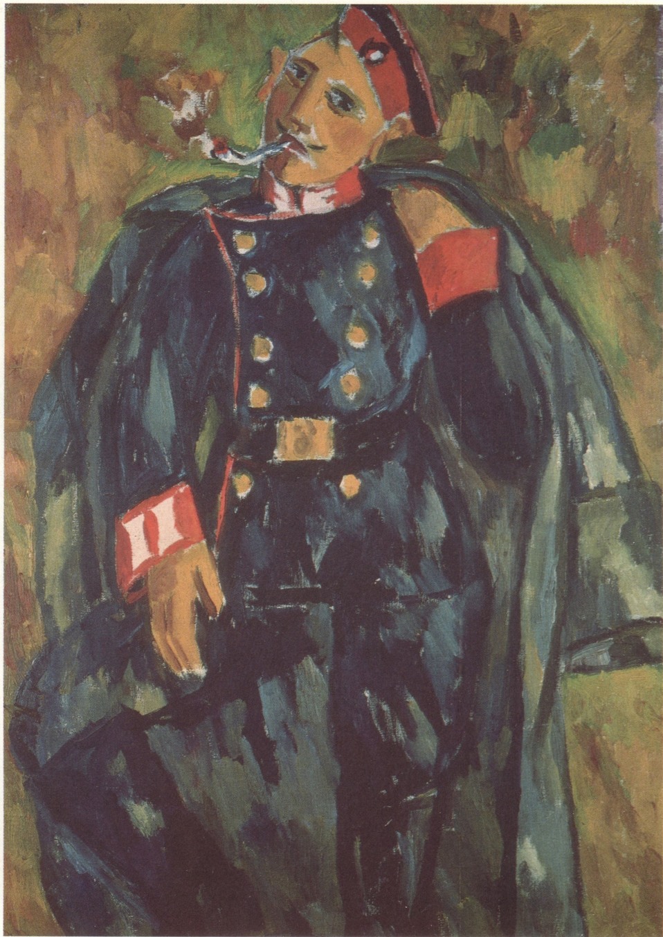 57. М. Ларионов. Курящий солдат. 1910—1911
