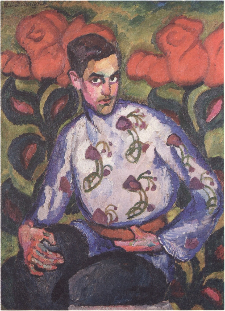 87. И. Машков. Портрет мальчика в расписной рубашке. 1909