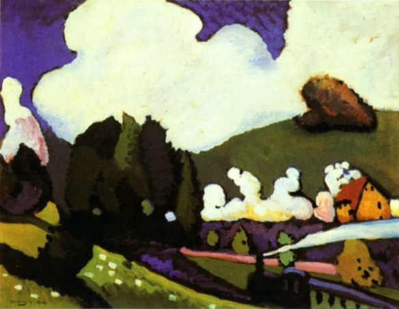 Кандинский. Пейзаж с паровозом. 1909 год